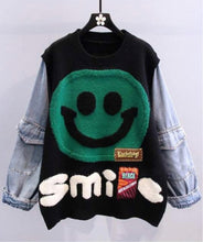 Load image into Gallery viewer, You Look So Much Better When You Smile Denim Cargo Sleeve Sweater
