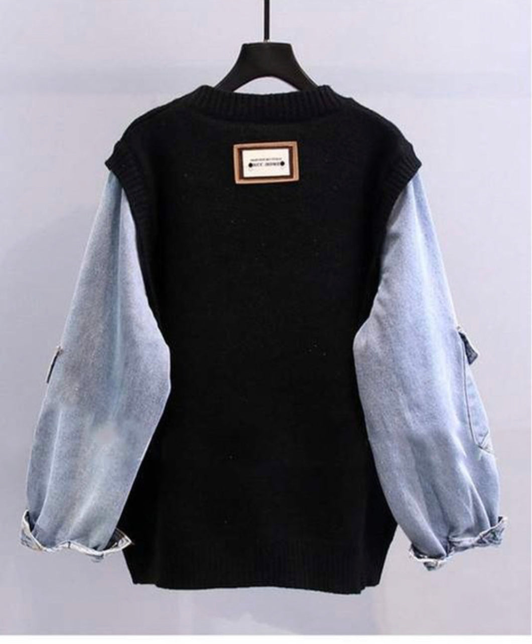 You Look So Much Better When You Smile Denim Cargo Sleeve Sweater