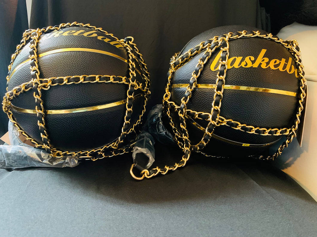 Leather Chain Basketball Handbag