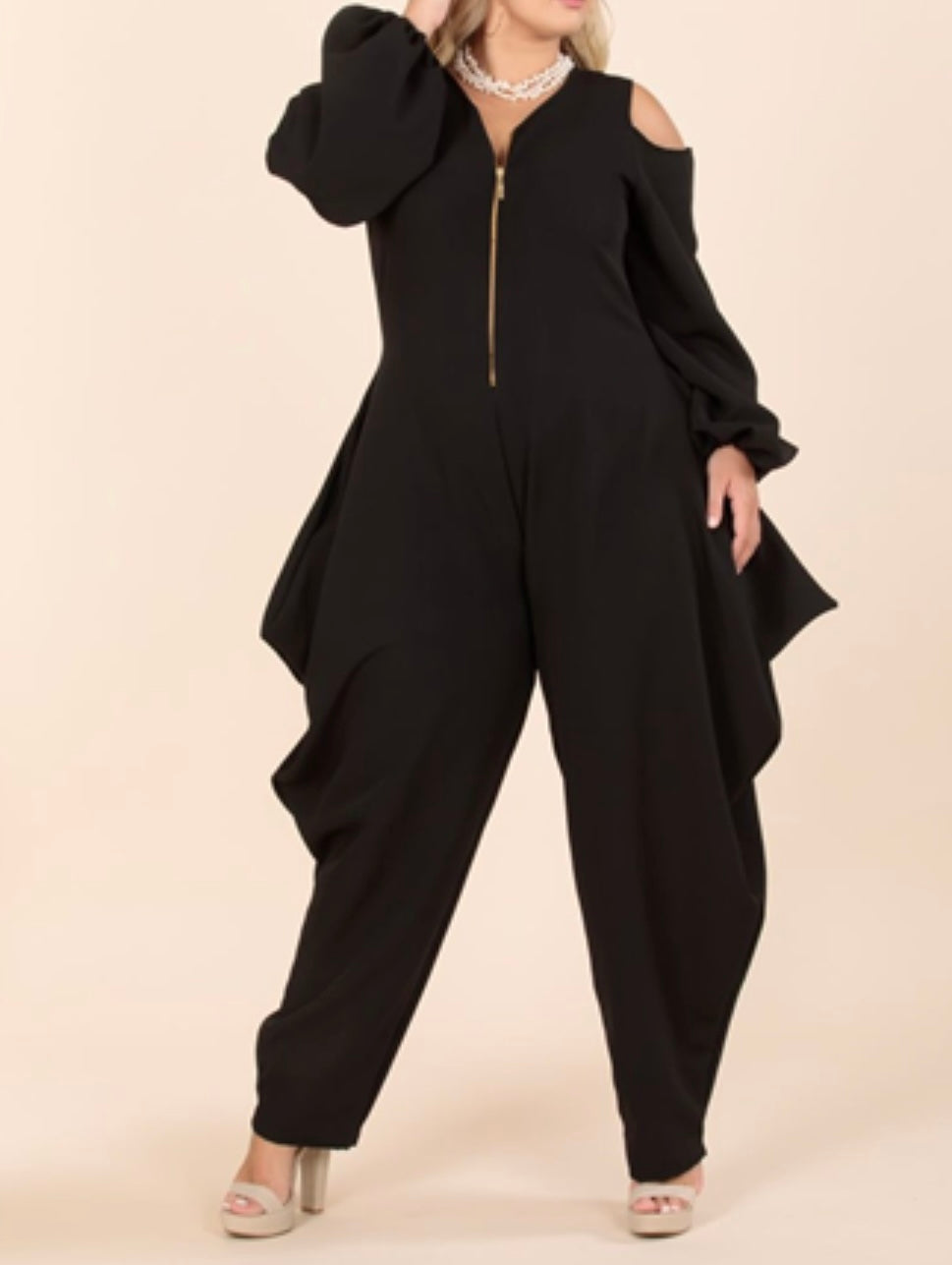 Cold Shoulder Harem Pant Jumpsuit