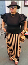 Load image into Gallery viewer, STRIPED PRINT FRINGED MAXI SKIRT
